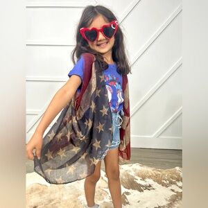 American Flag Open Sheer Sleeveless Vest